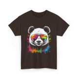 Panda in Sunglasses Animal Art T-Shirt - Dark Chocolate