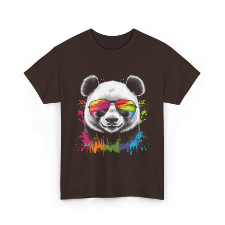 Panda in Sunglasses Animal Art T-Shirt - Dark Chocolate