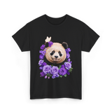 Panda Portrait Floral Panda T-Shirt - Black