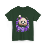 Panda Portrait Floral Panda T-Shirt - Forest Green