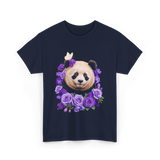 Panda Portrait Floral Panda T-Shirt - Navy