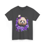 Panda Portrait Floral Panda T-Shirt - Dark Heather