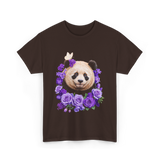 Panda Portrait Floral Panda T-Shirt - Dark Chocolate