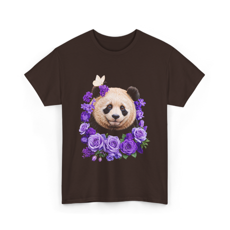 Panda Portrait Floral Panda T-Shirt - Dark Chocolate