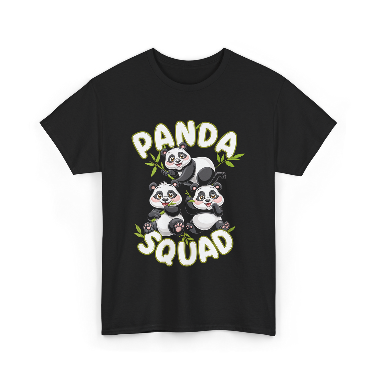 Panda Squad Panda Family T-Shirt - Black