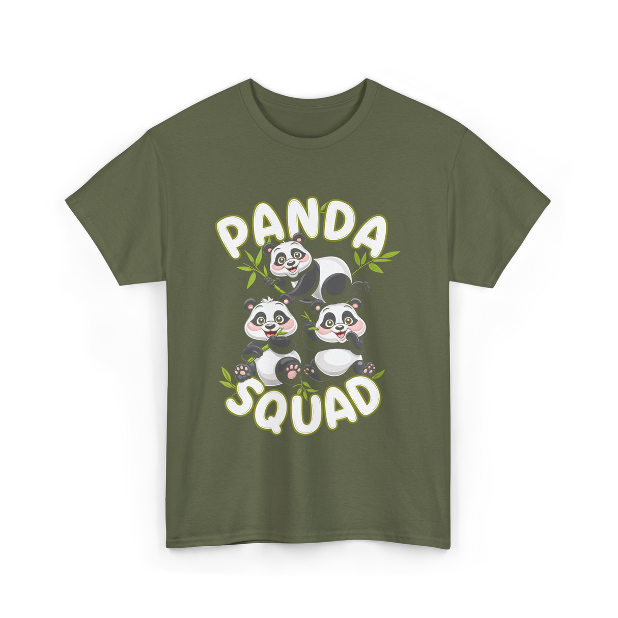 Panda Squad Panda Family T-Shirt - Military Green