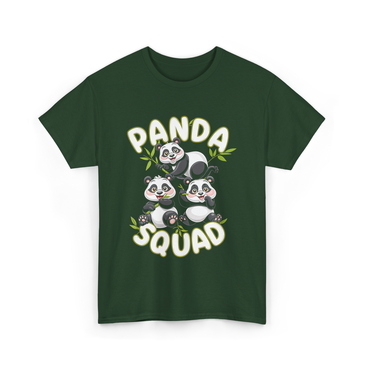 Panda Squad Panda Family T-Shirt - Forest Green