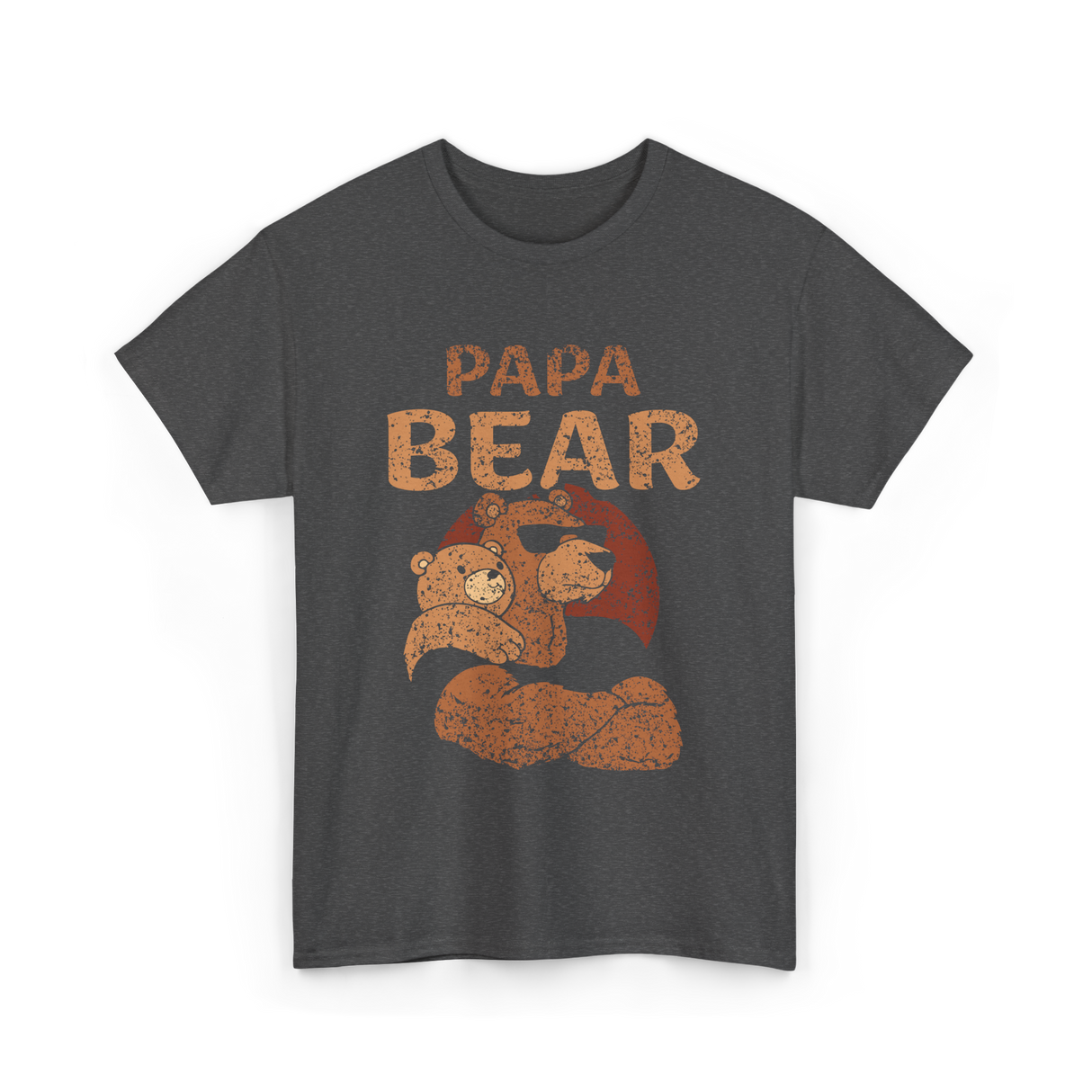 Papa Bear Animal Dad T-Shirt - Dark Heather