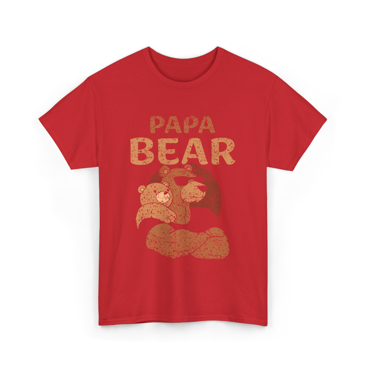 Papa Bear Animal Dad T-Shirt - Red