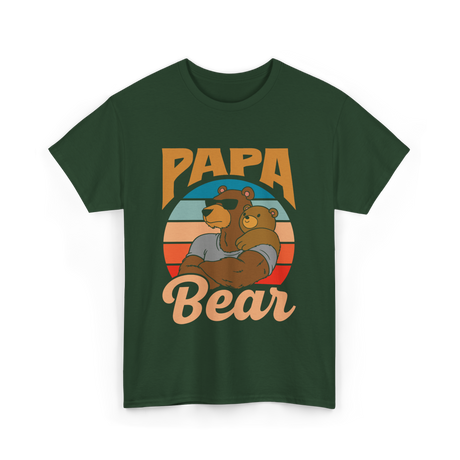 Papa Bear Animal Dad T-Shirt - Forest Green