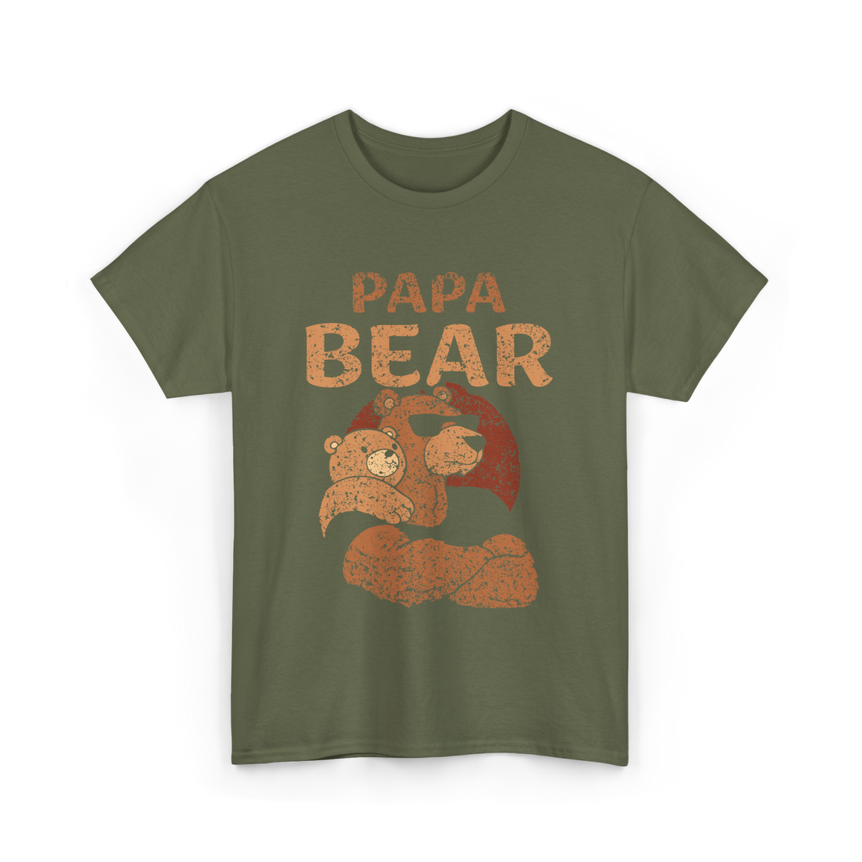 Papa Bear Animal Dad T-Shirt - Military Green