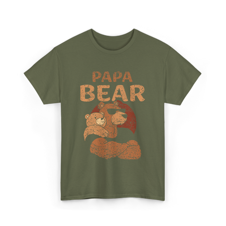 Papa Bear Animal Dad T-Shirt - Military Green