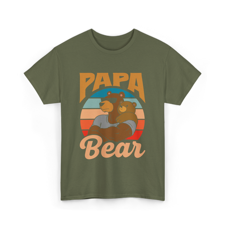 Papa Bear Animal Dad T-Shirt - Military Green