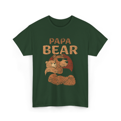 Papa Bear Animal Dad T-Shirt - Forest Green