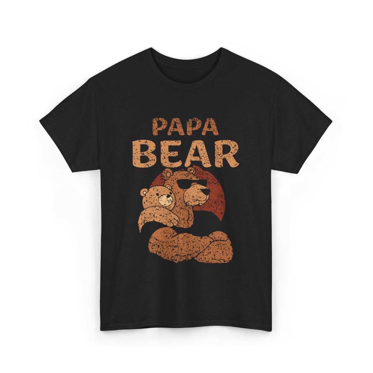 Papa Bear Animal Dad T-Shirt - Black