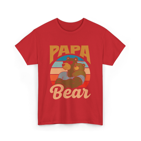 Papa Bear Animal Dad T-Shirt - Red