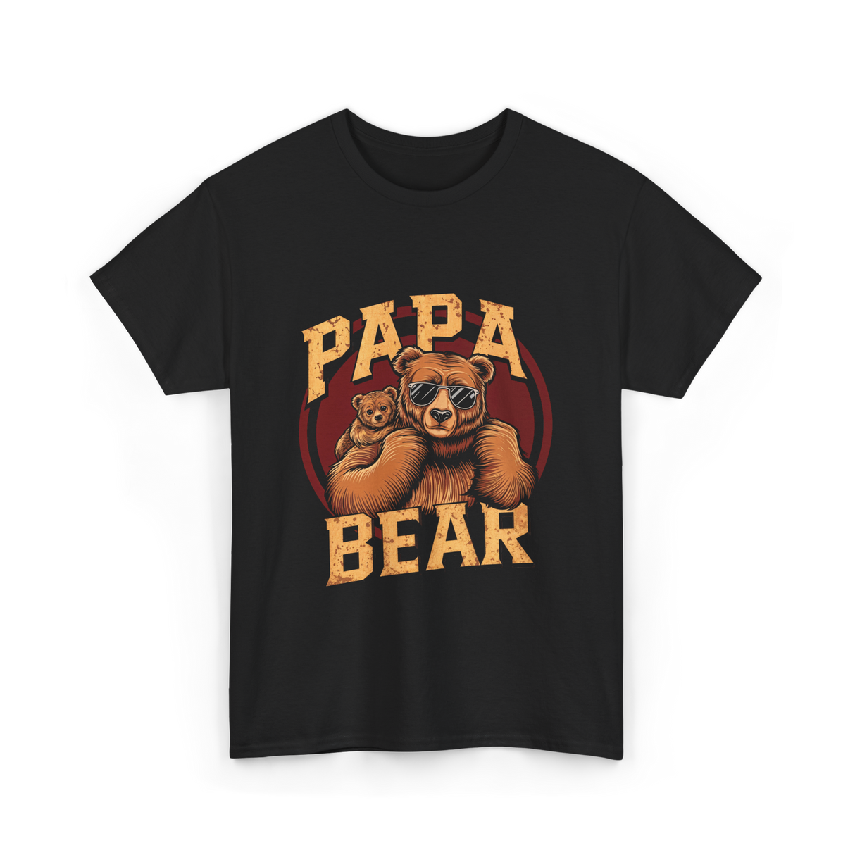 Papa Bear Bear Dad T-Shirt - Black