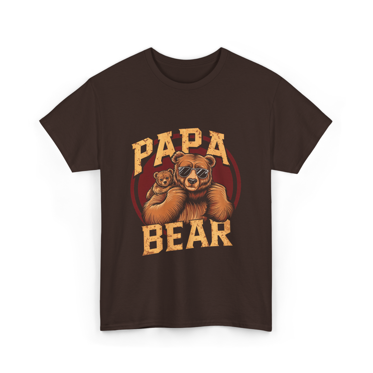 Papa Bear Bear Dad T-Shirt - Dark Chocolate