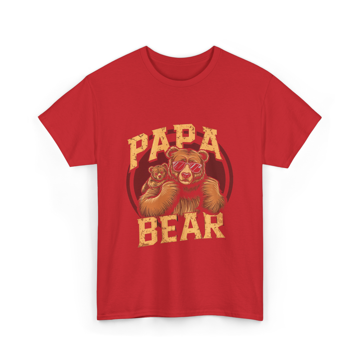 Papa Bear Bear Dad T-Shirt - Red