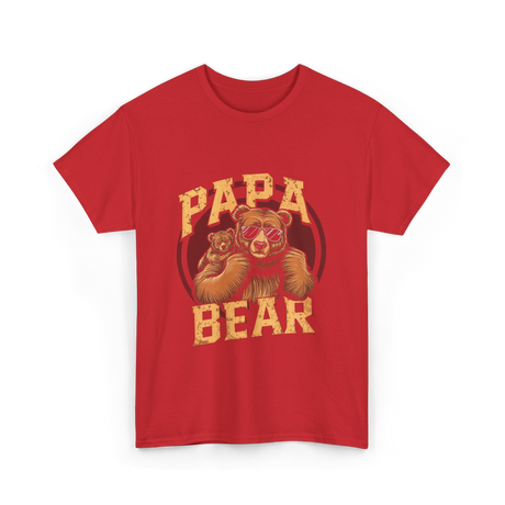 Papa Bear Bear Dad T-Shirt - Red