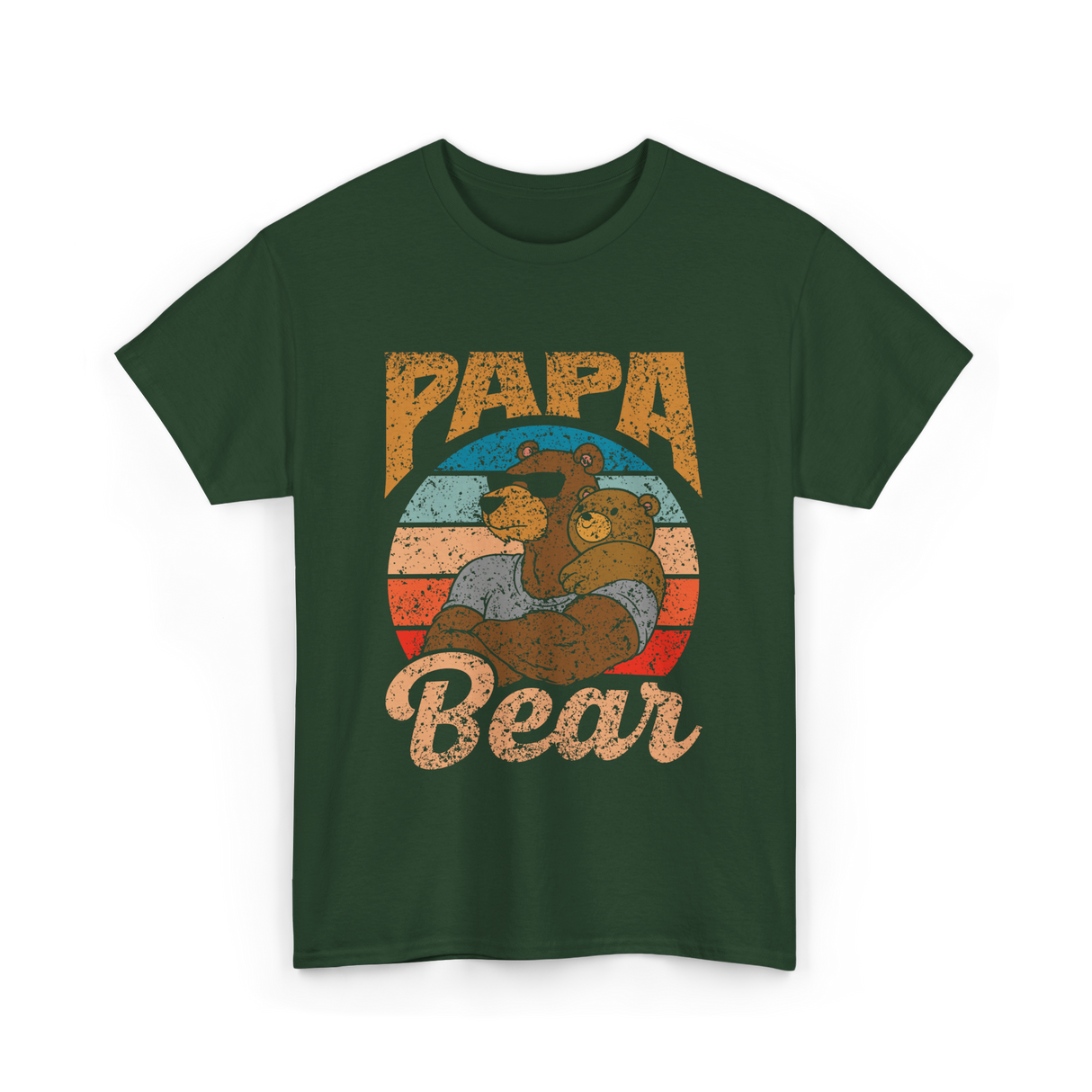 Papa Bear Bear Dad T-Shirt - Forest Green