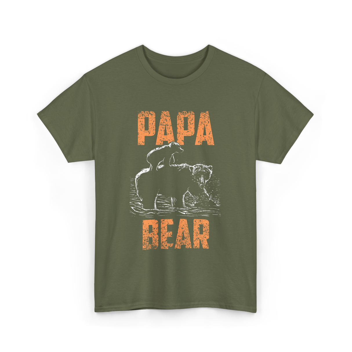 Papa Bear Bear Dad T-Shirt - Military Green