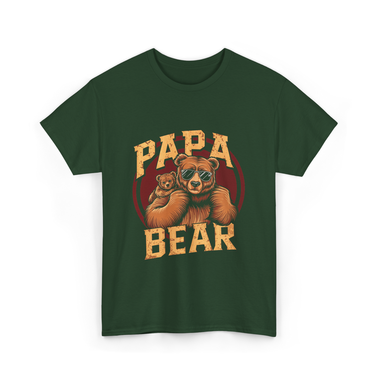 Papa Bear Bear Dad T-Shirt - Forest Green