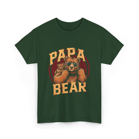 Papa Bear Bear Dad T-Shirt - Forest Green