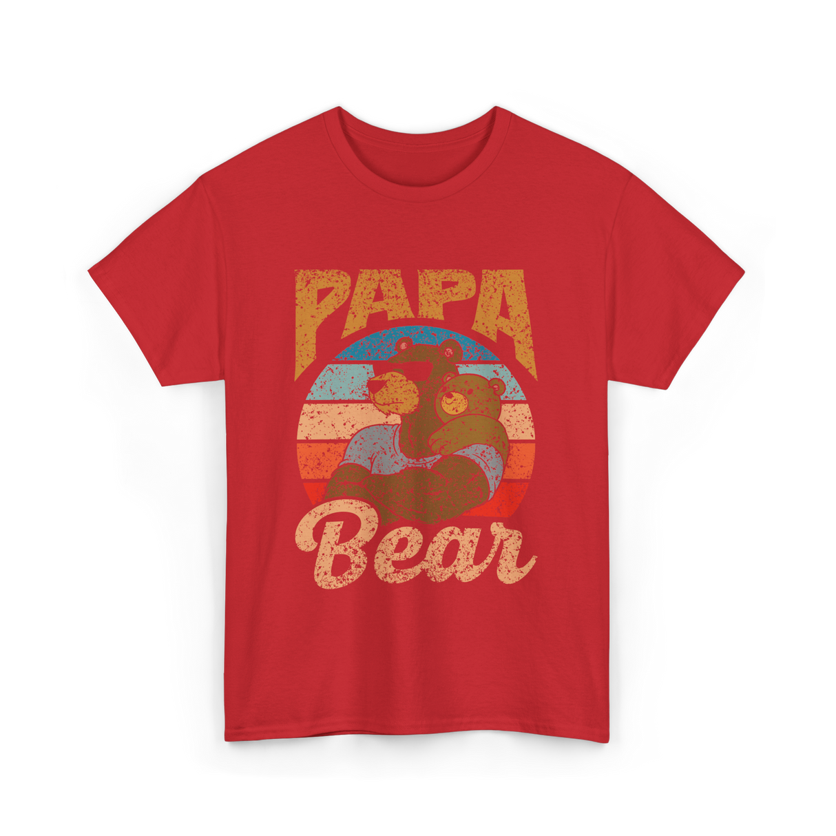 Papa Bear Bear Dad T-Shirt - Red