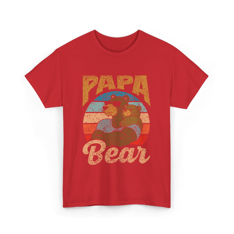 Papa Bear Bear Dad T-Shirt - Red