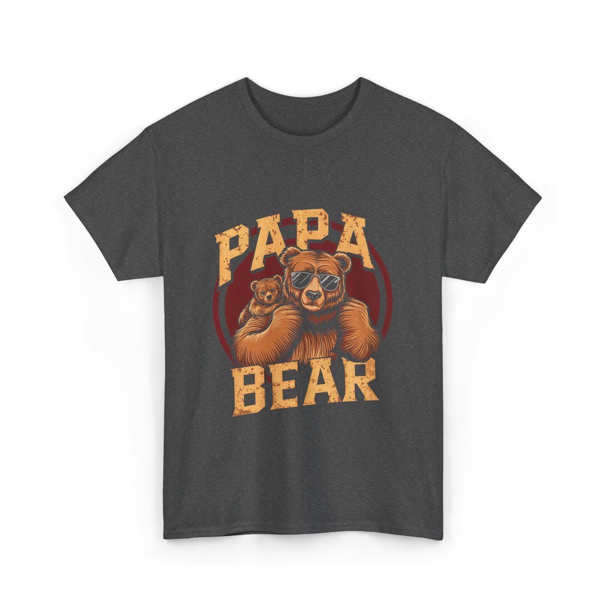 Papa Bear Bear Dad T-Shirt - Dark Heather