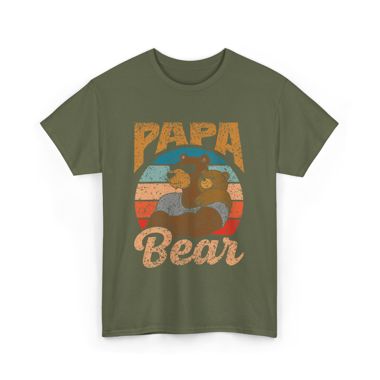 Papa Bear Bear Dad T-Shirt - Military Green