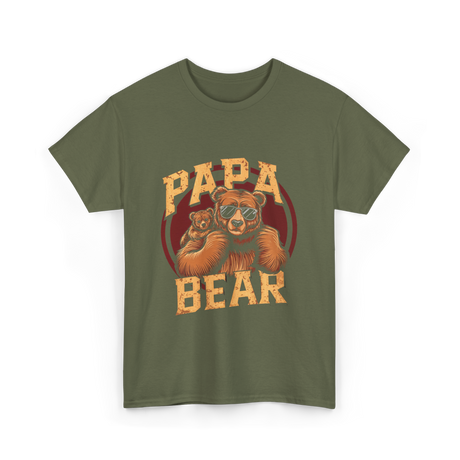 Papa Bear Bear Dad T-Shirt - Military Green