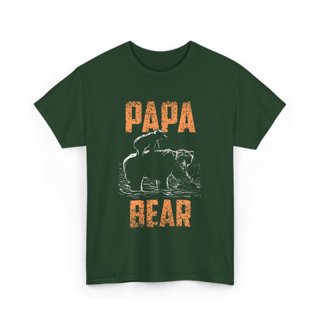 Papa Bear Bear Dad T-Shirt - Forest Green