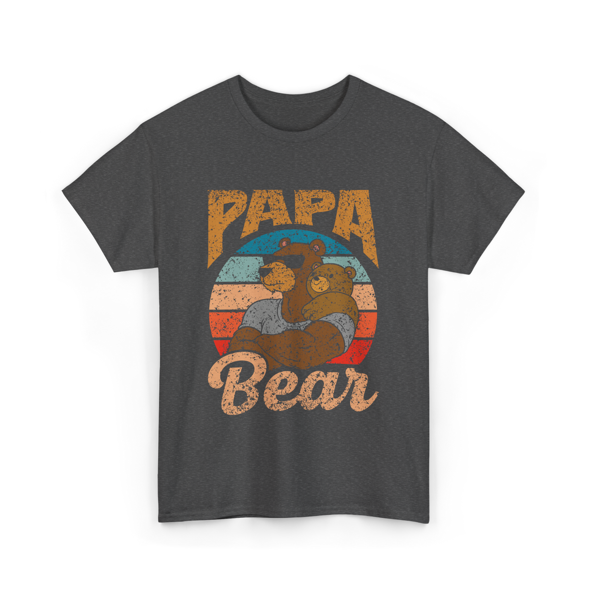 Papa Bear Bear Dad T-Shirt - Dark Heather