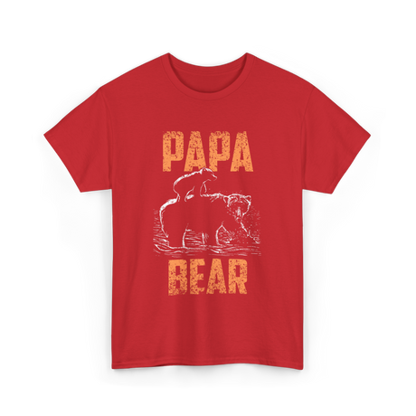 Papa Bear Bear Dad T-Shirt - Red