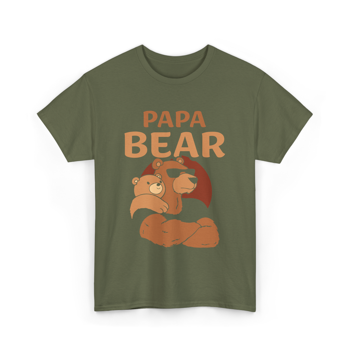 Papa Bear Bears Dad T-Shirt - Military Green