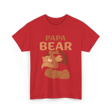 Papa Bear Bears Dad T-Shirt - Red