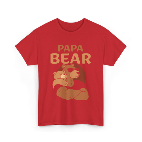 Papa Bear Bears Dad T-Shirt - Red