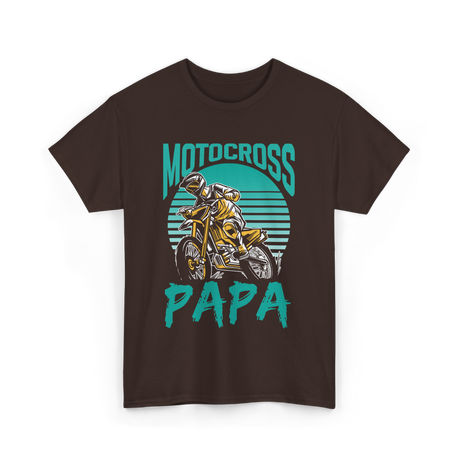 Papa Motocross Biker Dad T-Shirt - Dark Chocolate