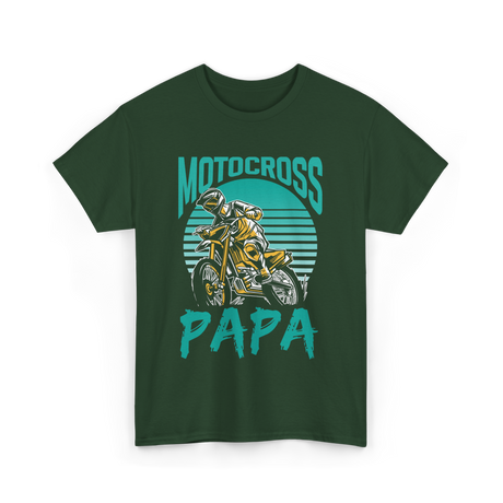 Papa Motocross Biker Dad T-Shirt - Forest Green