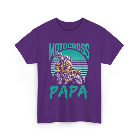 Papa Motocross Biker Dad T-Shirt - Purple