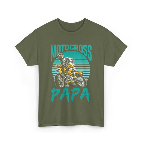 Papa Motocross Biker Dad T-Shirt - Military Green