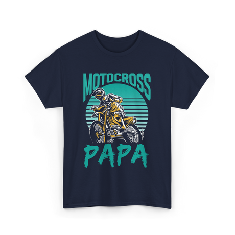 Papa Motocross Biker Dad T-Shirt - Navy