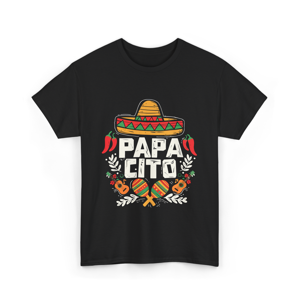 Papacito Cinco De Mayo Mexican Dad T-Shirt - Black