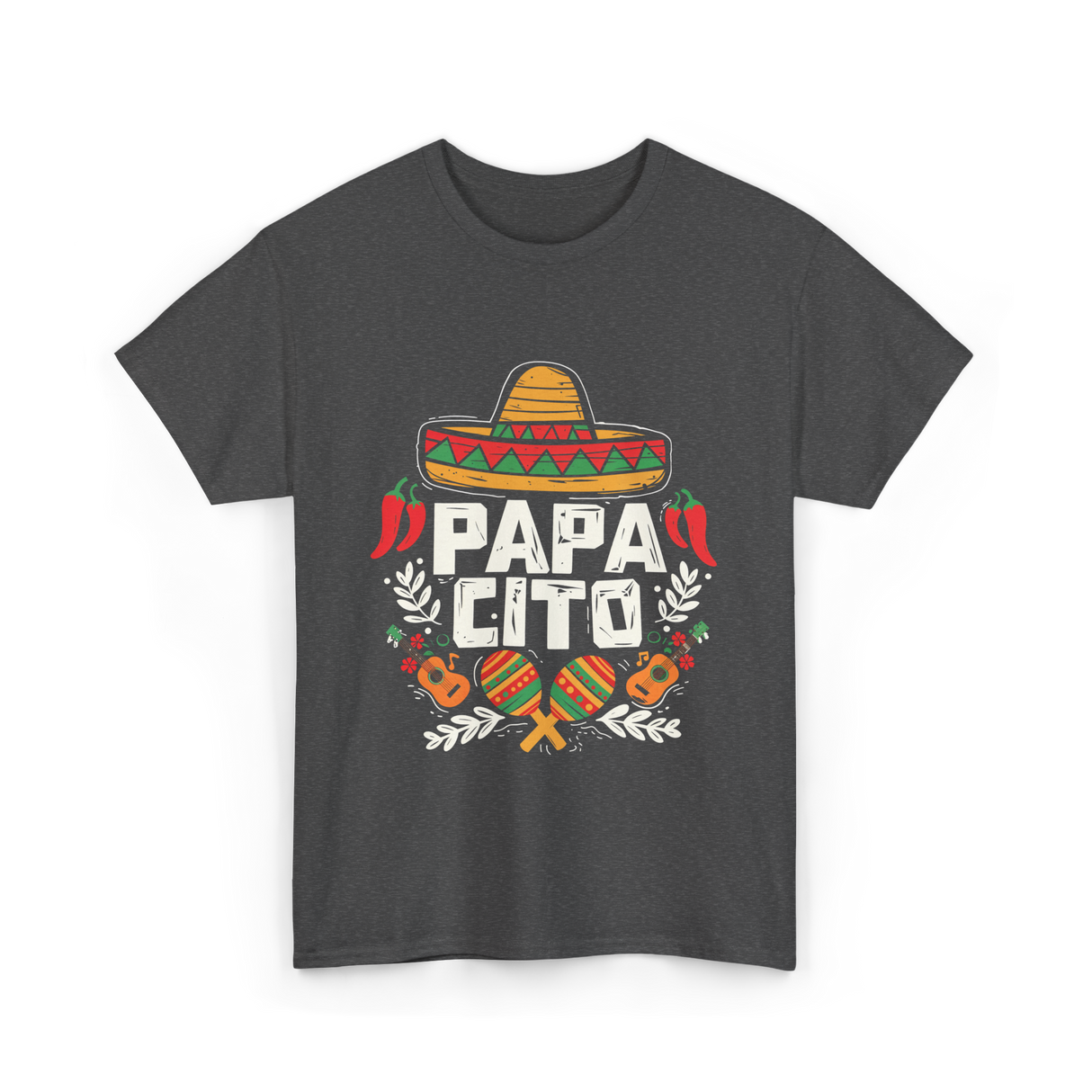 Papacito Cinco De Mayo Mexican Dad T-Shirt - Dark Heather