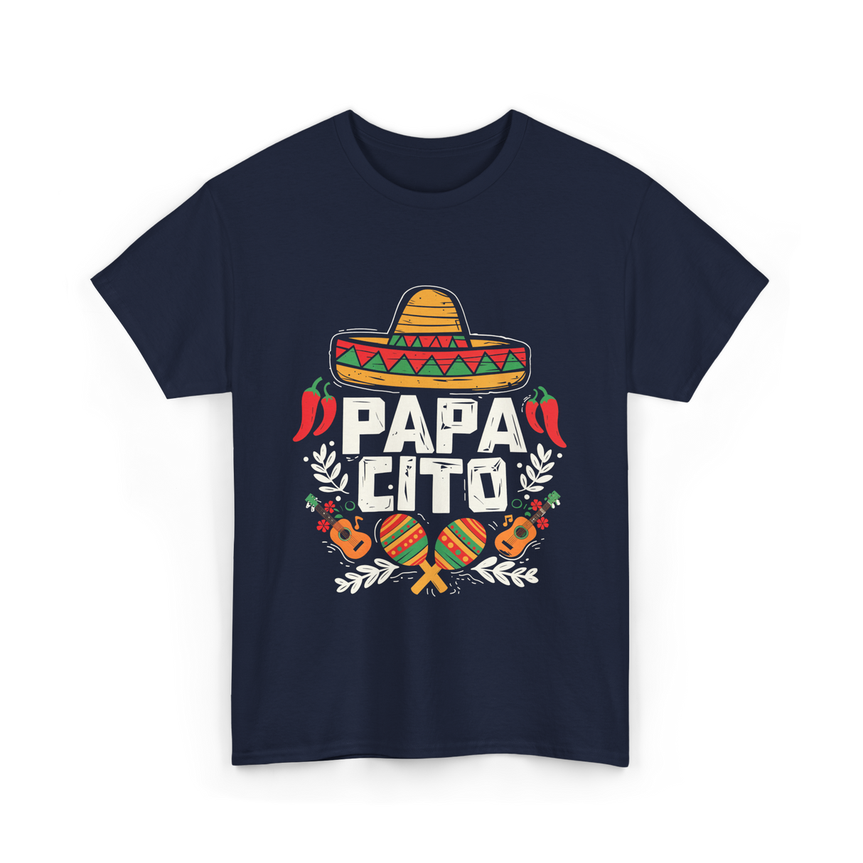 Papacito Cinco De Mayo Mexican Dad T-Shirt - Navy