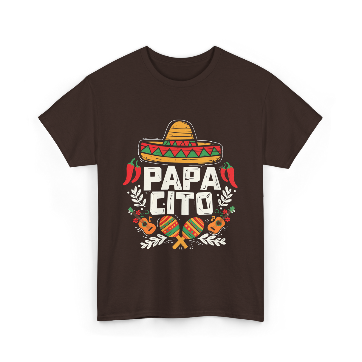 Papacito Cinco De Mayo Mexican Dad T-Shirt - Dark Chocolate