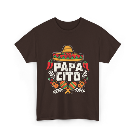 Papacito Cinco De Mayo Mexican Dad T-Shirt - Dark Chocolate