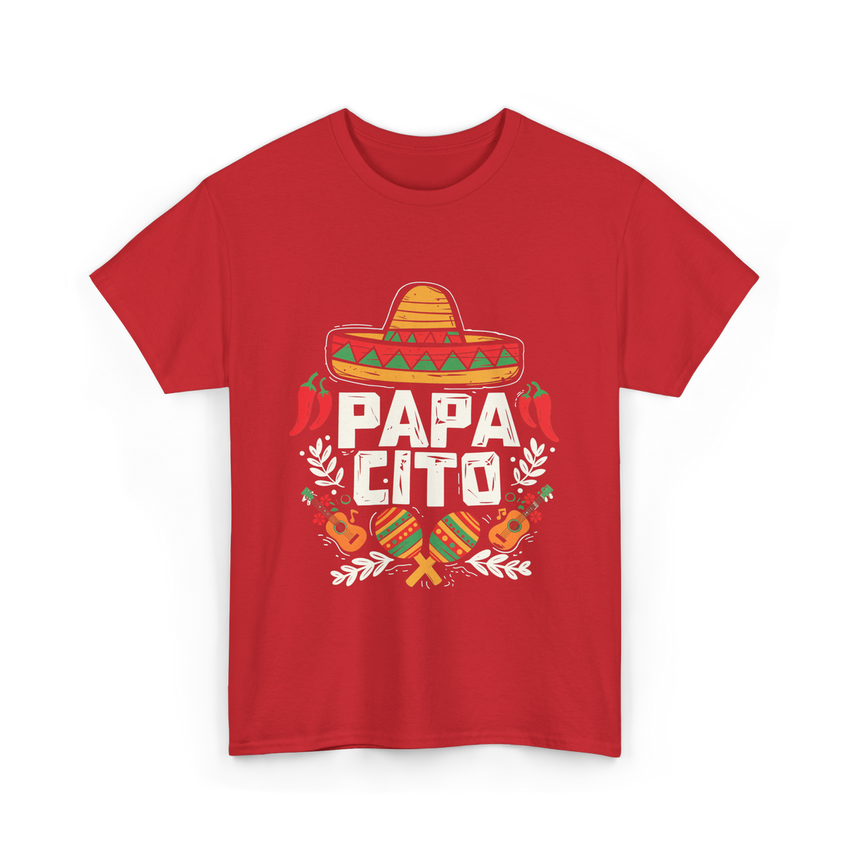 Papacito Cinco De Mayo Mexican Dad T-Shirt - Red